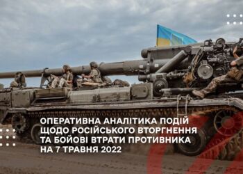 ОПЕРАТИВНА АНАЛІТИКА ПОДІЙ ЩОДО РОСІЙСЬКОГО ВТОРГНЕННЯ ТА БОЙОВІ ВТРАТИ ПРОТИВНИКА НА 7 ТРАВНЯ 2022