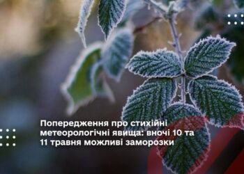 Попередження про стихійні метеорологічні явища: вночі 10 та 11 травня можливі заморозки