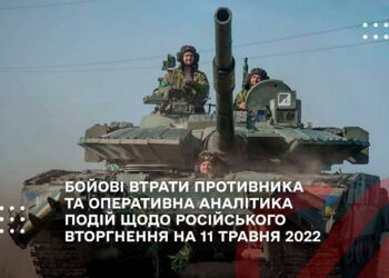 БОЙОВІ ВТРАТИ ПРОТИВНИКА ТА ОПЕРАТИВНА АНАЛІТИКА ПОДІЙ ЩОДО РОСІЙСЬКОГО ВТОРГНЕННЯ НА 11 ТРАВНЯ 2022