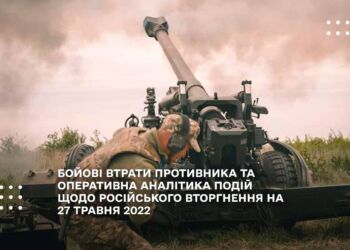 БОЙОВІ ВТРАТИ ПРОТИВНИКА ТА ОПЕРАТИВНА АНАЛІТИКА ПОДІЙ ЩОДО РОСІЙСЬКОГО ВТОРГНЕННЯ НА 27 ТРАВНЯ 2022