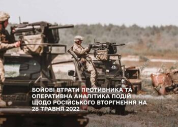 БОЙОВІ ВТРАТИ ПРОТИВНИКА ТА ОПЕРАТИВНА АНАЛІТИКА ПОДІЙ ЩОДО РОСІЙСЬКОГО ВТОРГНЕННЯ НА 28 ТРАВНЯ 2022