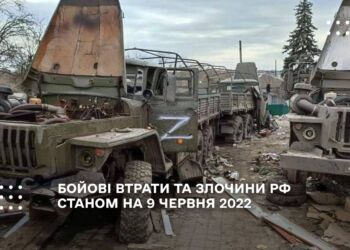 БОЙОВІ ВТРАТИ ТА ЗЛОЧИНИ РФ СТАНОМ НА 9 ЧЕРВНЯ 2022