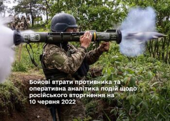 Бойові втрати противника та оперативна аналітика подій щодо російського вторгнення на 10 червня 2022