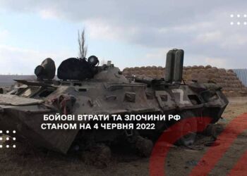 БОЙОВІ ВТРАТИ ТА ЗЛОЧИНИ РФ СТАНОМ НА 4 ЧЕРВНЯ 2022