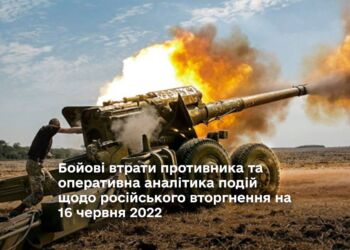Бойові втрати противника та оперативна аналітика подій щодо російського вторгнення на 16 червня 2022