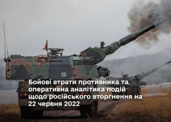 Бойові втрати противника та оперативна аналітика подій щодо російського вторгнення на 22 червня 2022