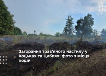 Загорання трав’яного настилу у Хоцьках та Циблях: фото з місця подій