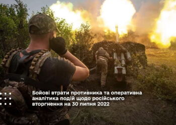 Бойові втрати противника та оперативна аналітика подій щодо російського вторгнення на 30 липня 2022