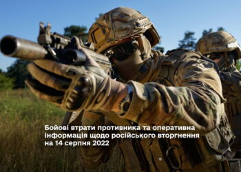 Бойові втрати противника та оперативна інформація щодо російського вторгнення на 14 серпня 2022