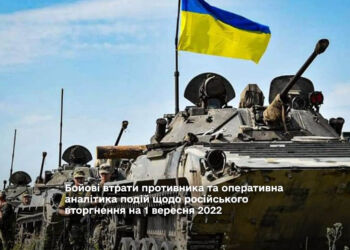 Бойові втрати противника та оперативна аналітика подій щодо російського вторгнення на 1 вересня 2022
