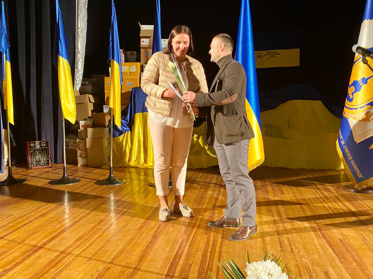 голова Переяславської громади Вячеслав Саулко та Вікторія Царук