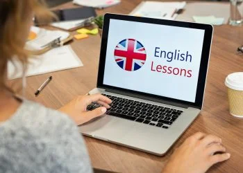 Woman learning english online