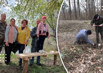 Переяславські активісти провели весняну толоку у мікрорайоні Лагері: впорядкували прибережну зону та встановили лавки