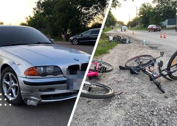 У Переяславі автомобіль збив групу велосипедистів, які стояли поблизу проїжджої частини: постраждала 2-річна дитина (фото з місця події)