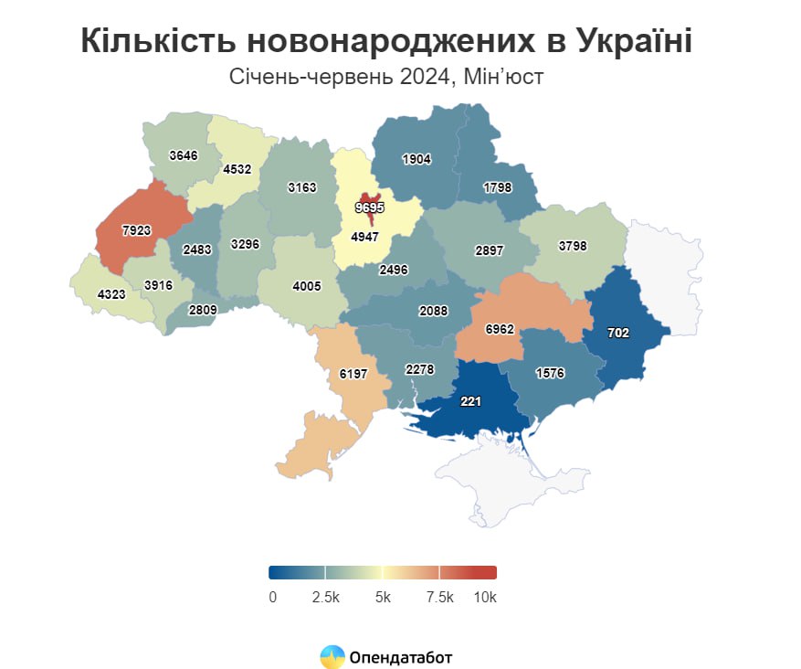 кількість новонароджених в Україні за перші півроку 2024-го