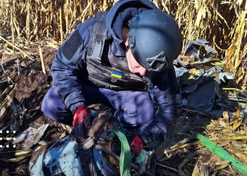 Посеред поля на Бориспільщині виявили бойову частину «Шахеда» (фото)