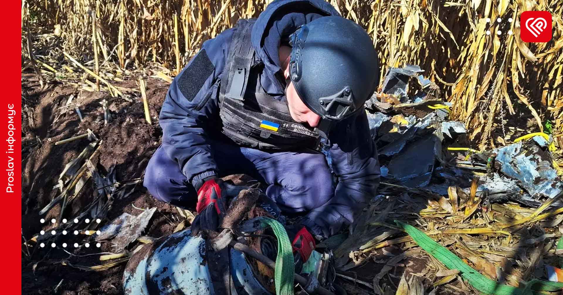 Посеред поля на Бориспільщині виявили бойову частину «Шахеда» (фото)