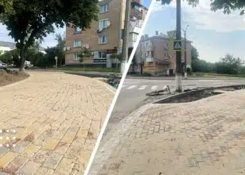 Модернізація центрального перехрестя у Переяславі: на місці розбитого асфальту – тротуарна бруківка