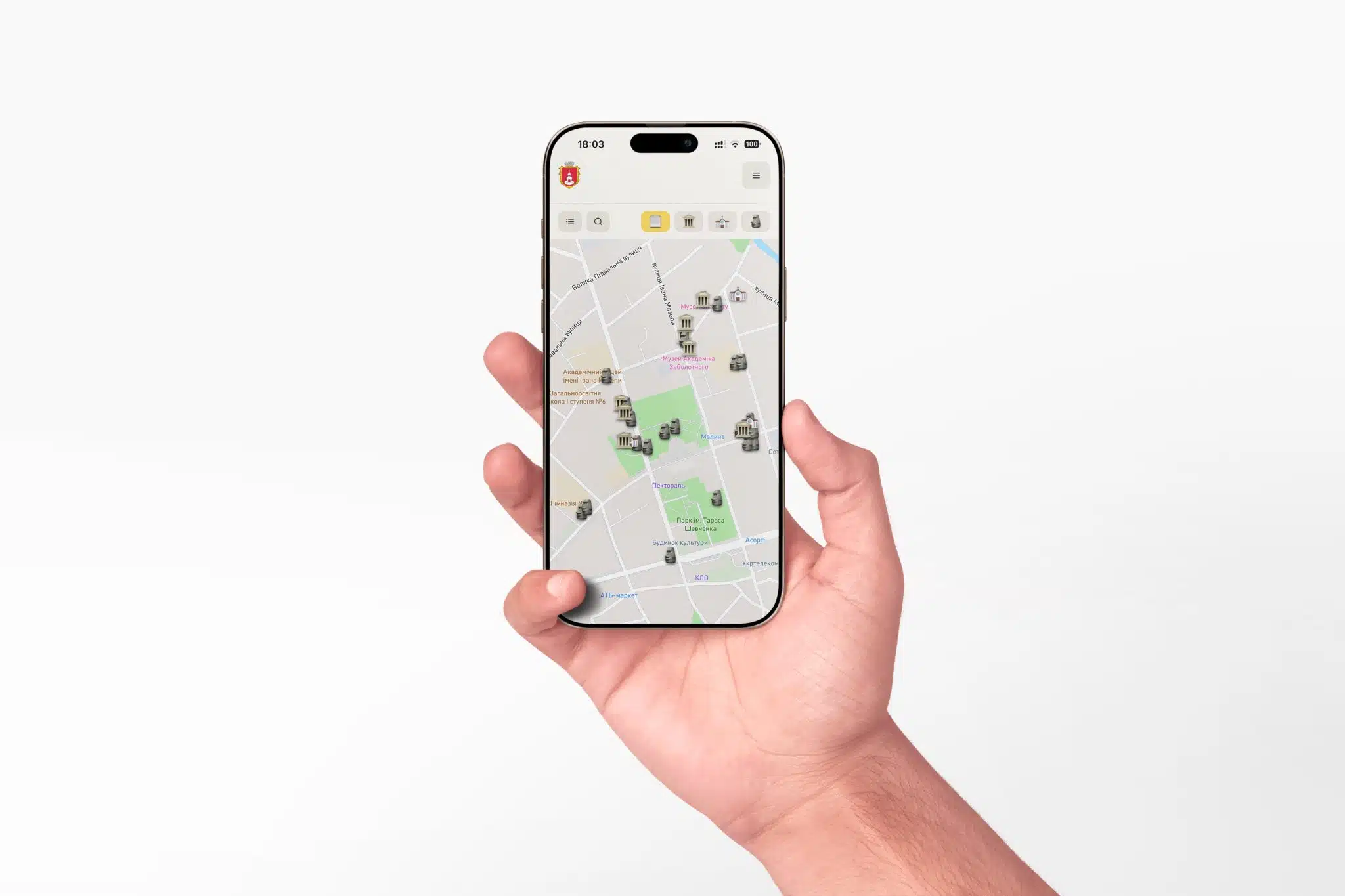 Карта Переслава у застосунку Pereiaslav Guide